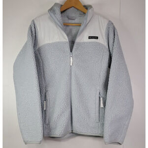 Columbia Jacket Women's Size Medium White/Gray Plush Sherpa Fleece Full Zip